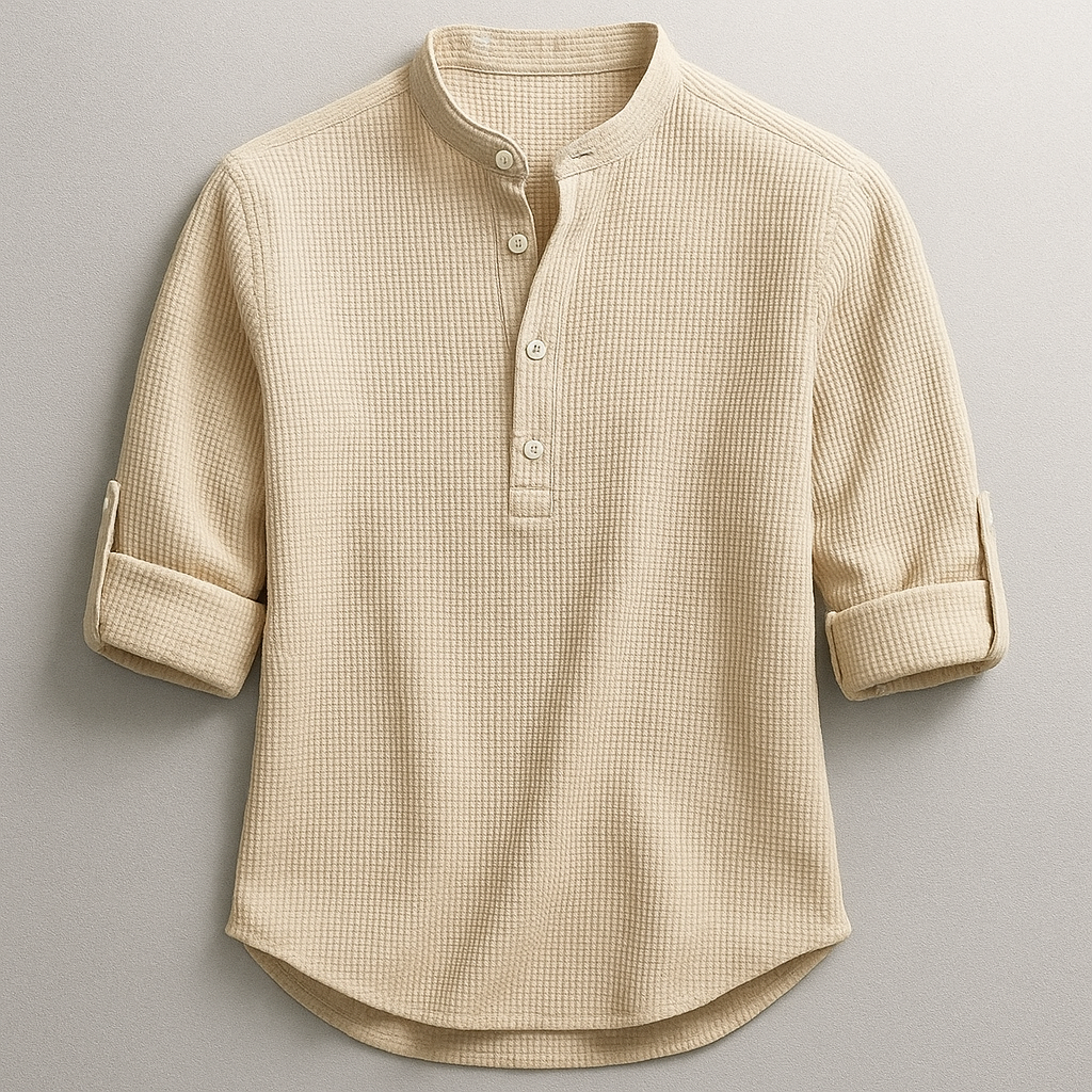 Baptiste | Chemise Homme Col Mao Manches Retroussées
