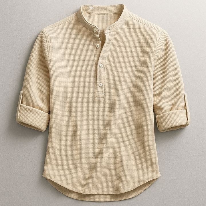 Baptiste | Chemise Homme Col Mao Manches Retroussées