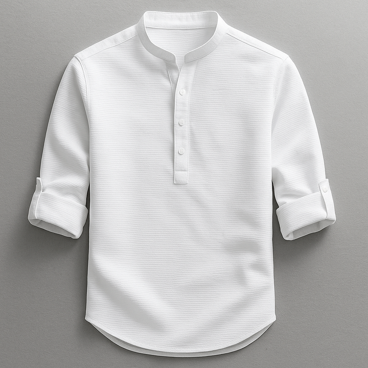 Baptiste | Chemise Homme Col Mao Manches Retroussées