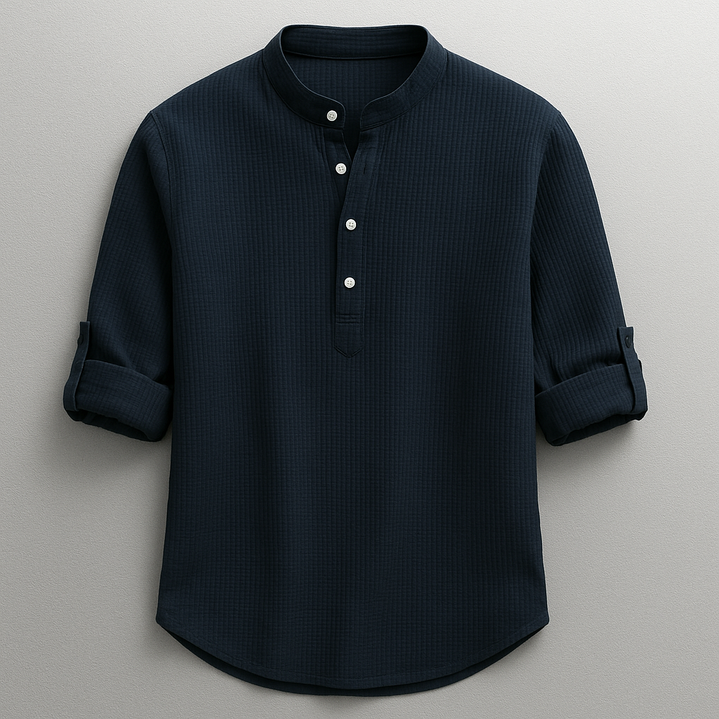 Baptiste | Chemise Homme Col Mao Manches Retroussées