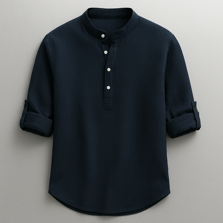Baptiste | Chemise Homme Col Mao Manches Retroussées