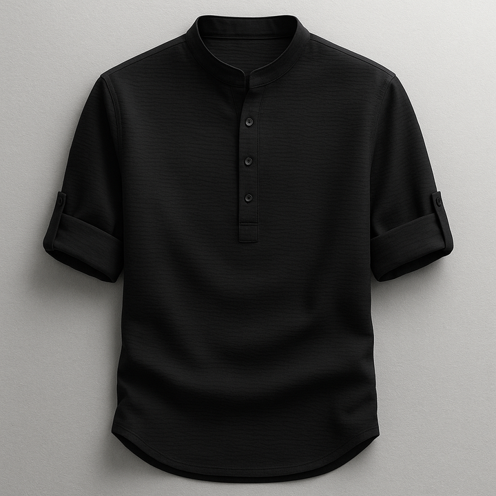 Baptiste | Chemise Homme Col Mao Manches Retroussées