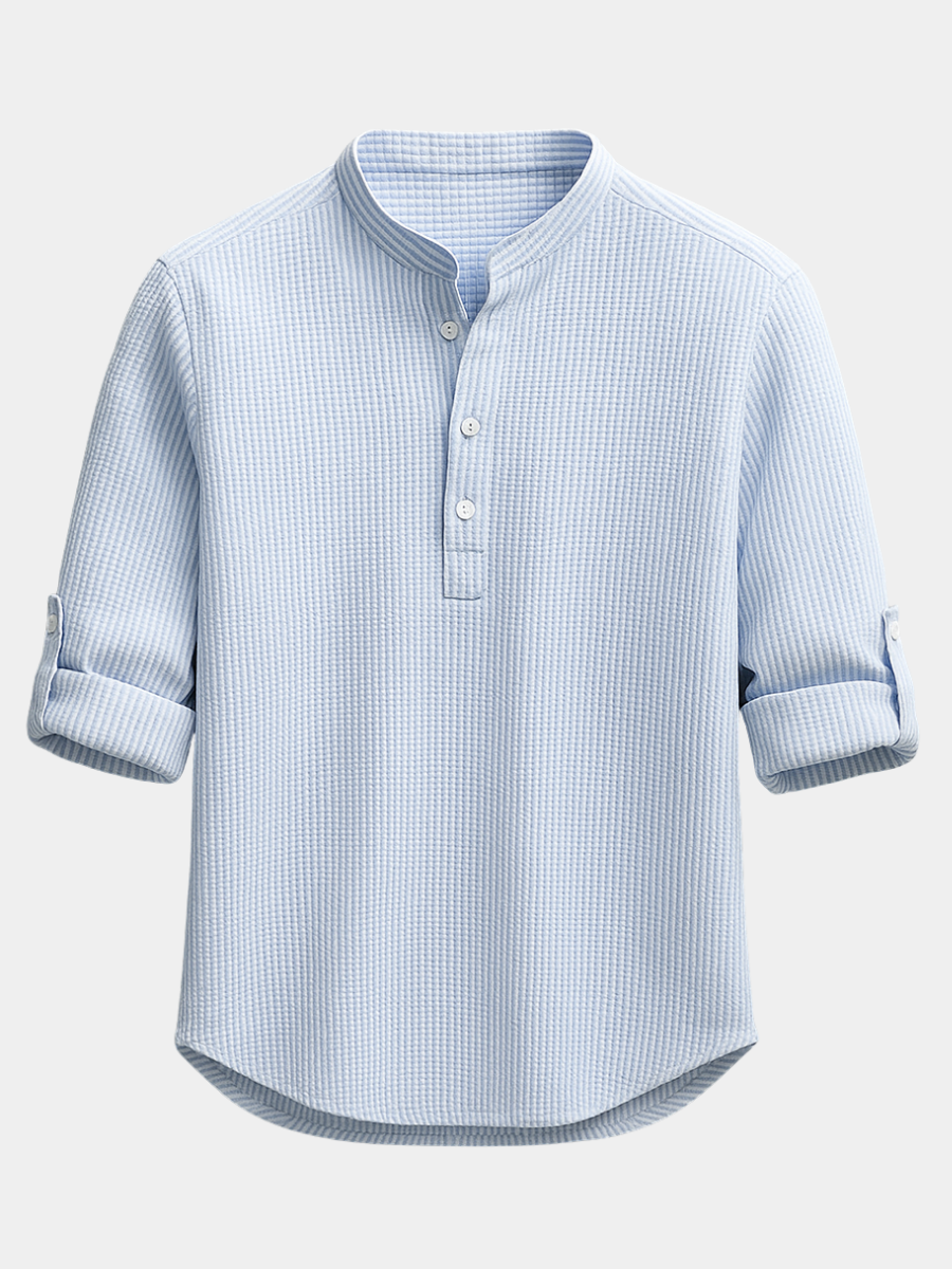 Baptiste | Chemise Homme Col Mao Manches Retroussées