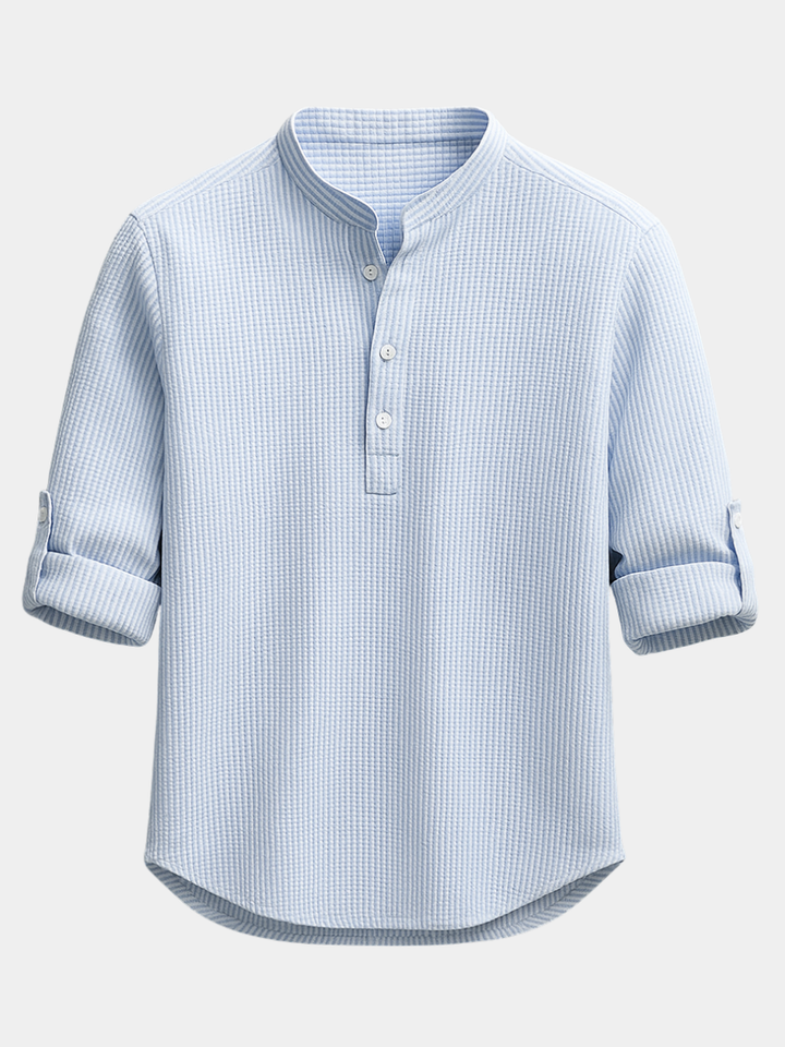 Baptiste | Chemise Homme Col Mao Manches Retroussées