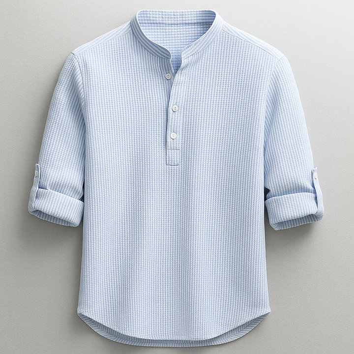 Baptiste | Chemise Homme Col Mao Manches Retroussées