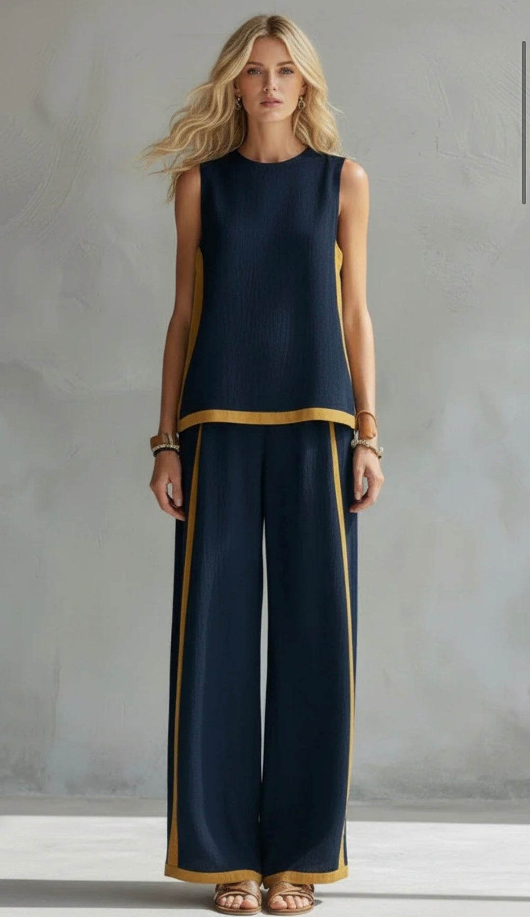 Béatrice | Ensemble Femme Pantalon Large Bicolore