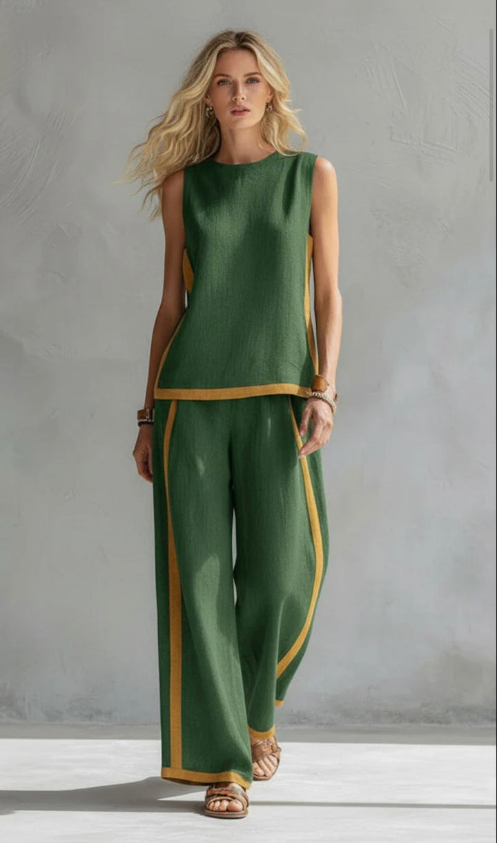 Béatrice | Ensemble Femme Pantalon Large Bicolore