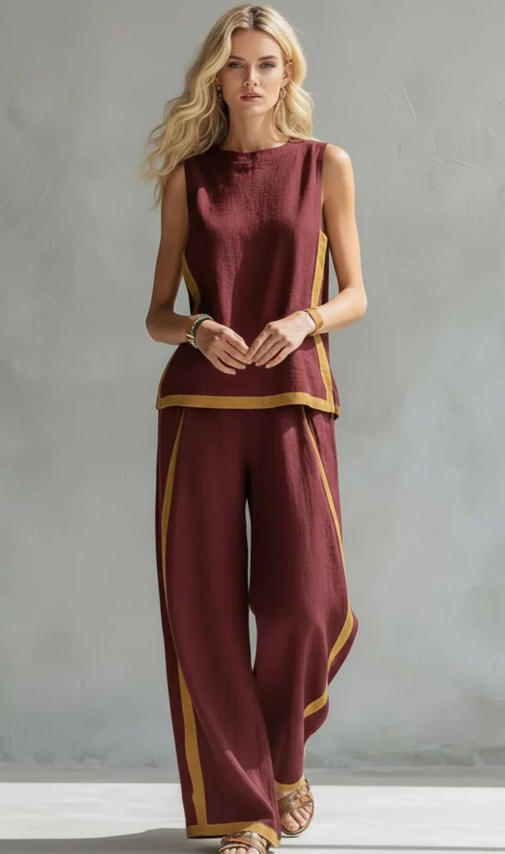 Béatrice | Ensemble Femme Pantalon Large Bicolore