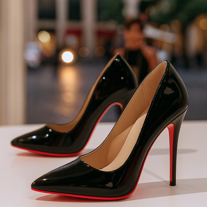 Béatrice | Escarpins Noirs Talon Aiguille Semelle Rouge