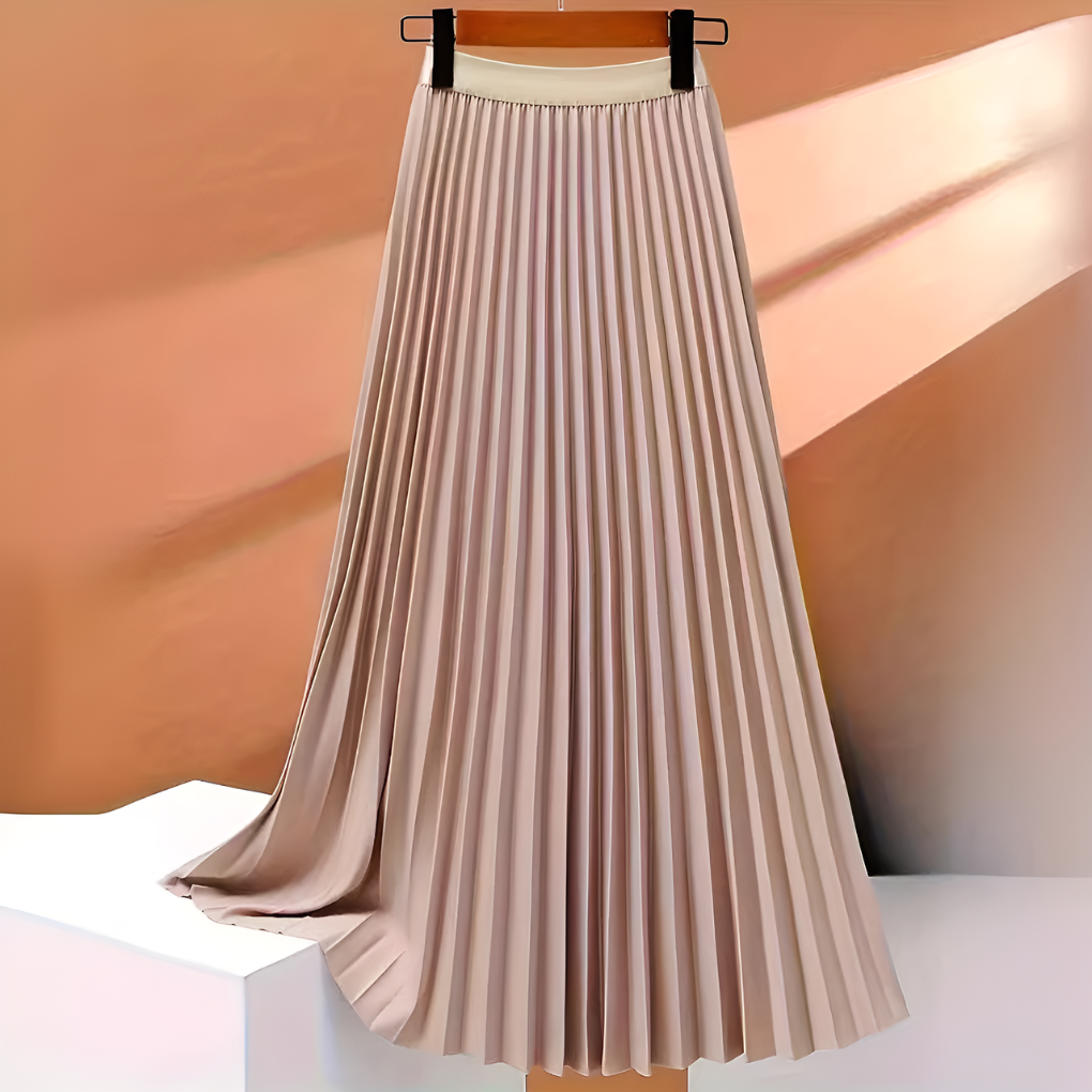 Béatrice | Jupe Longue Plissée Taille Haute Noire Femme