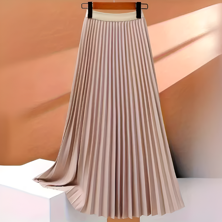 Béatrice | Jupe Longue Plissée Taille Haute Noire Femme