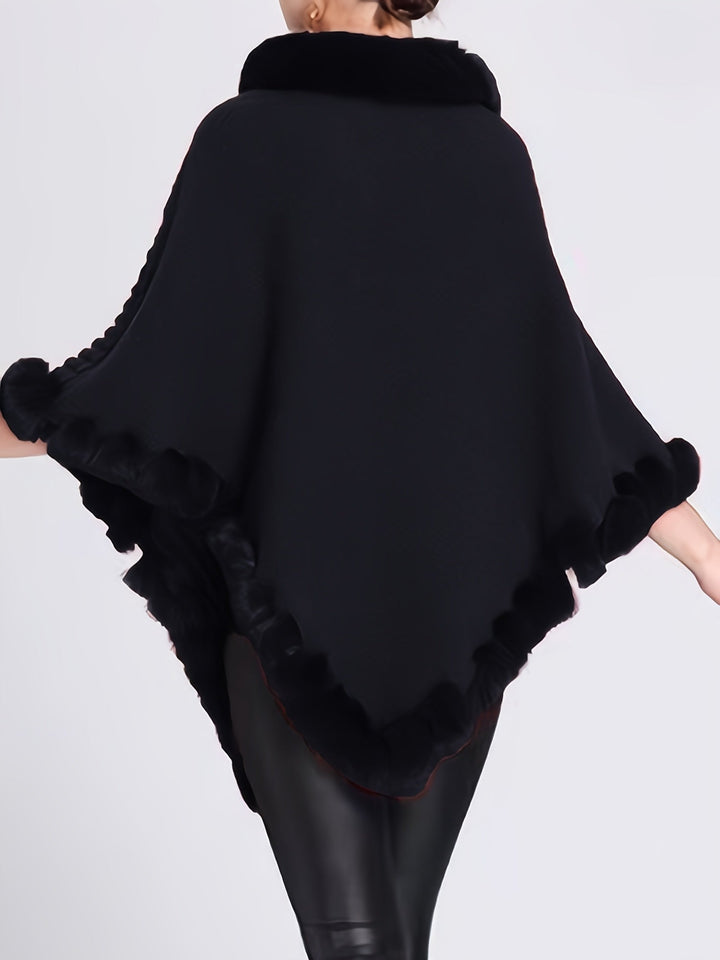 Béatrice | Poncho Femme Maille Crème Col Bénitier Manches Longues