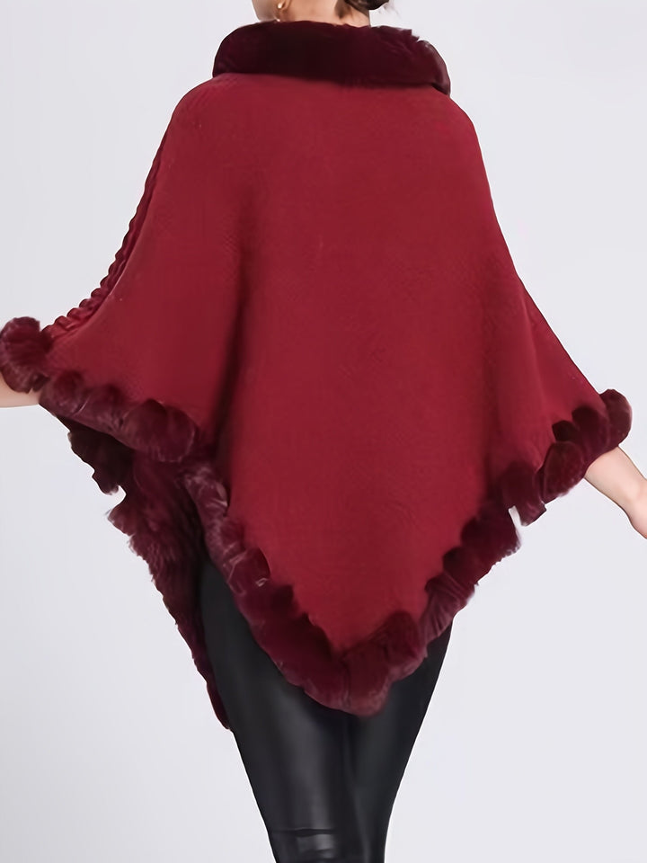 Béatrice | Poncho Femme Maille Crème Col Bénitier Manches Longues