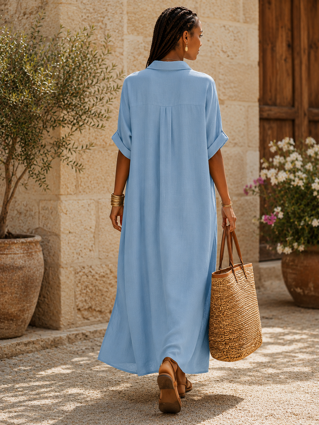 Béatrice | Robe Chemise Longue Femme Boutonnée