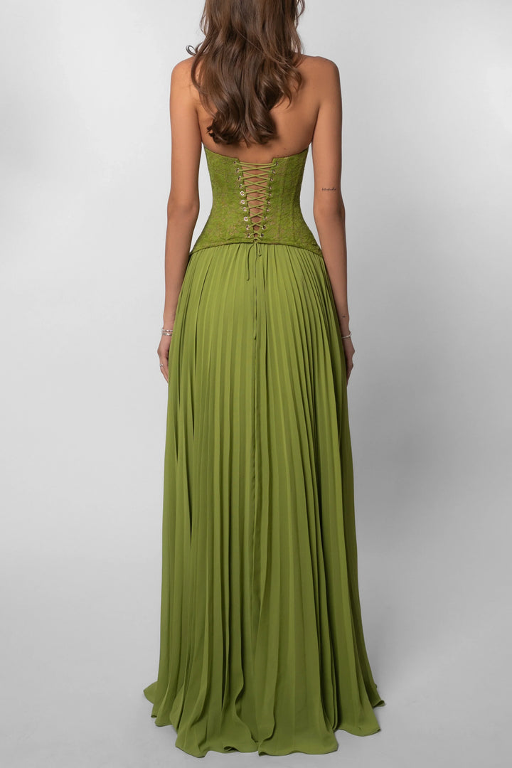 Béatrice | Robe de Soirée Longue Bustier Plissée