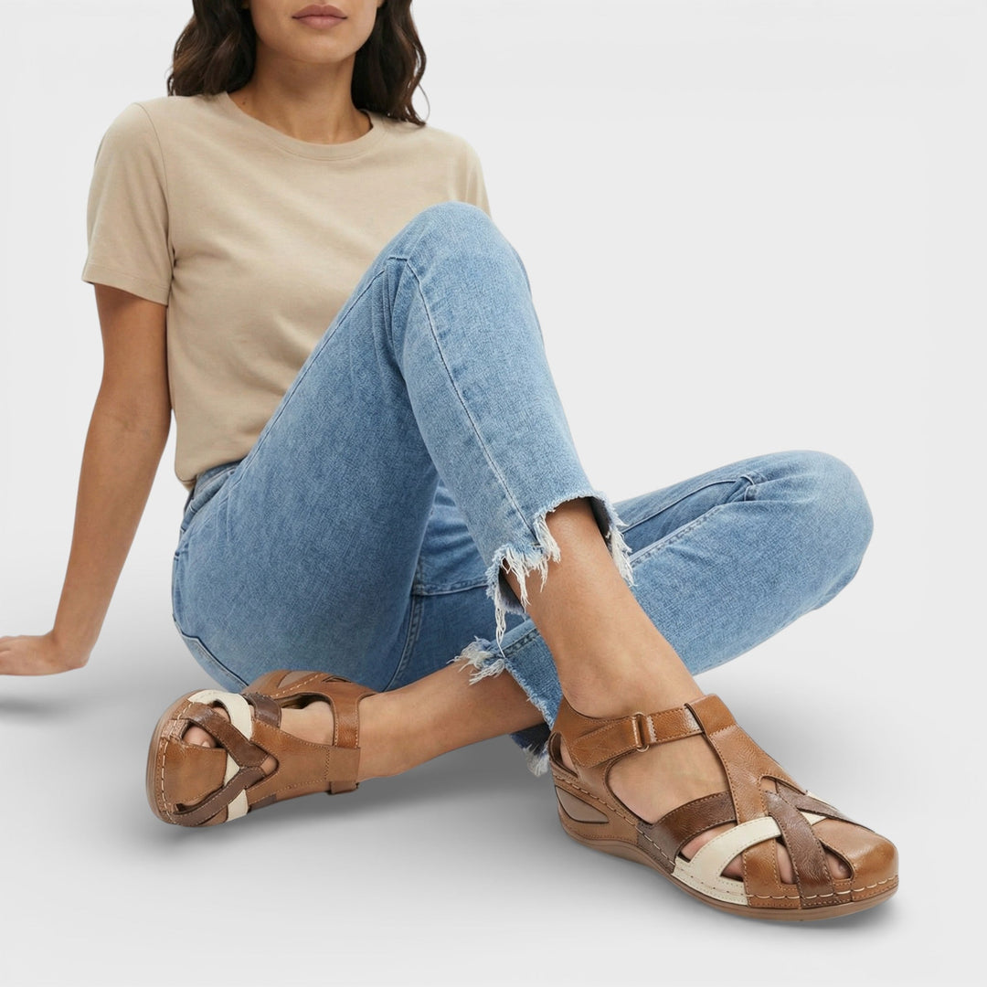 Béatrice | Sandales Femme Compensées Bout Fermé Tressé