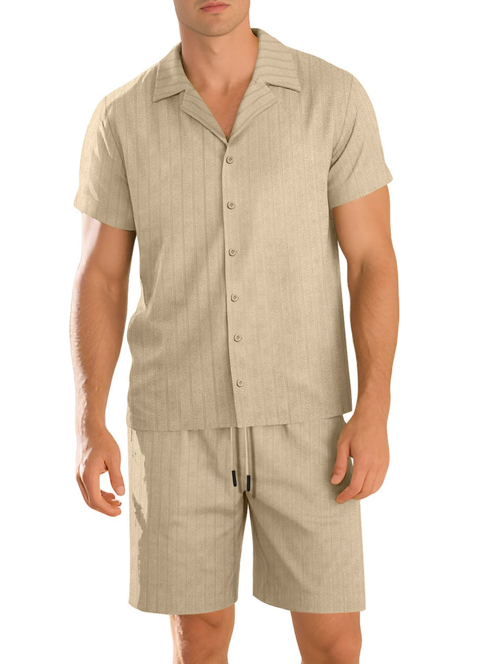 Benjamin | Ensemble Short Chemise Homme Beige
