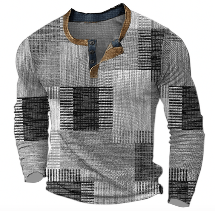 Benjamin | Pull Henley Homme Imprimé Géométrique Multicolore