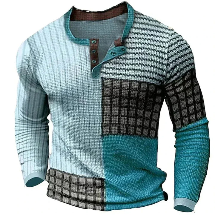 Benjamin | Pull Henley Homme Imprimé Géométrique Multicolore