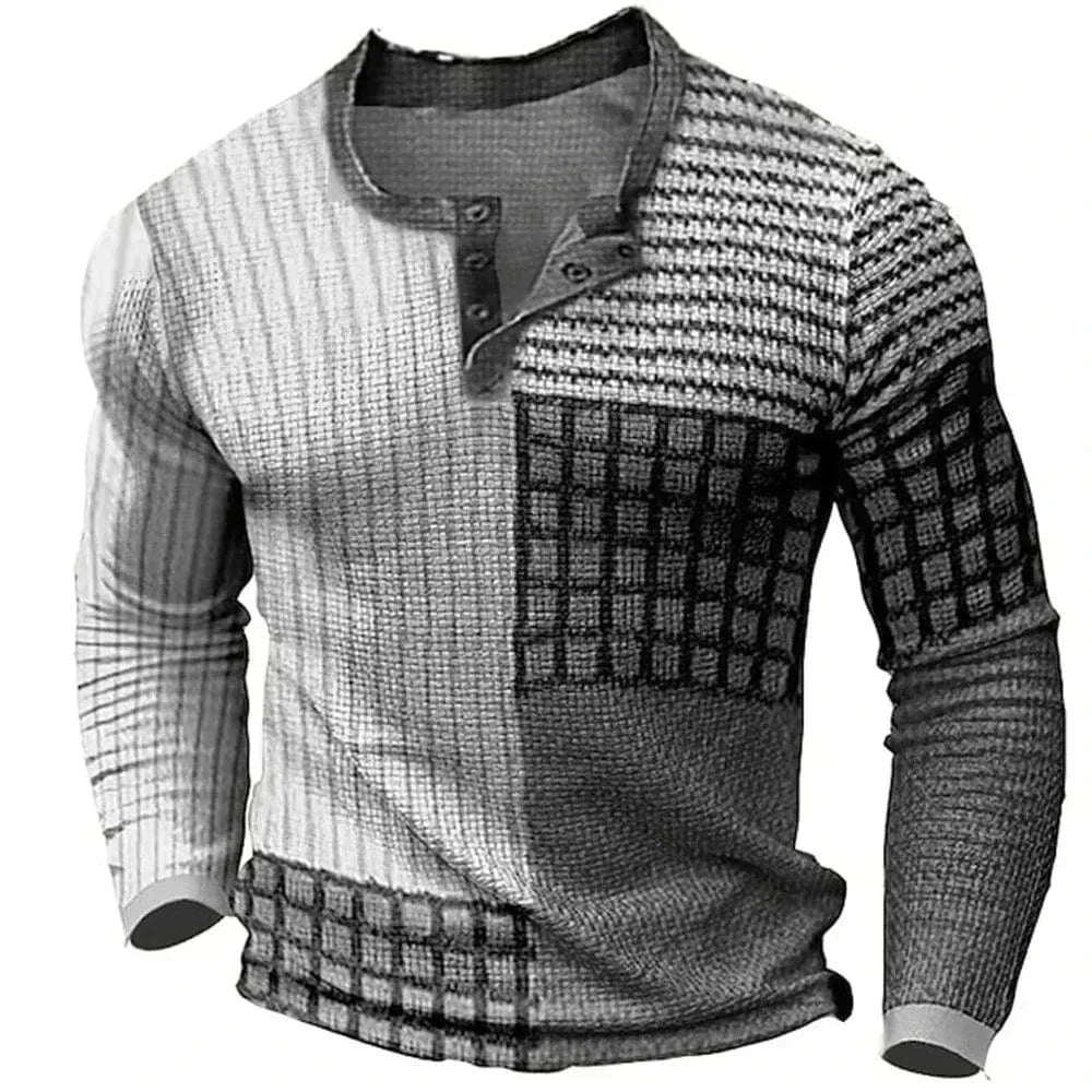Benjamin | Pull Henley Homme Imprimé Géométrique Multicolore