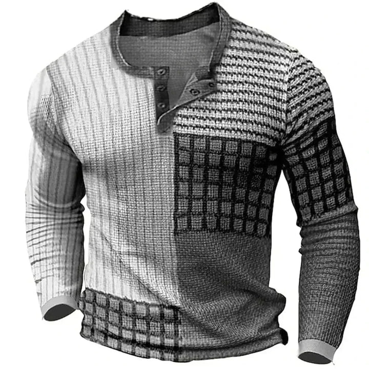 Benjamin | Pull Henley Homme Imprimé Géométrique Multicolore
