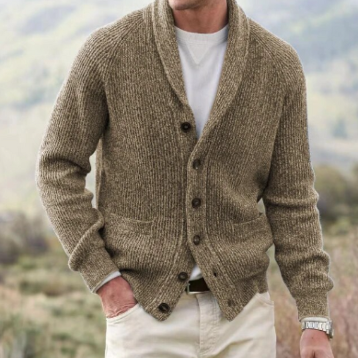 Benoît | Cardigan Homme Col Châle Laine Boutonné