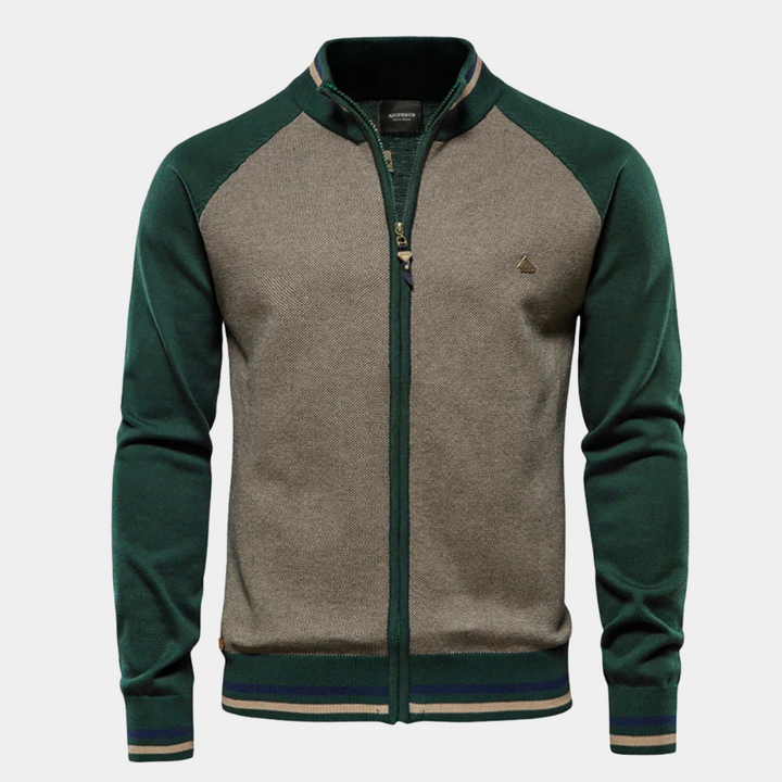 Benoît | Pull Zippé Homme Col Montant Maille Vert