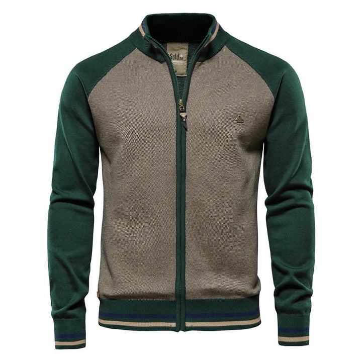 Benoît | Pull Zippé Homme Col Montant Maille Vert