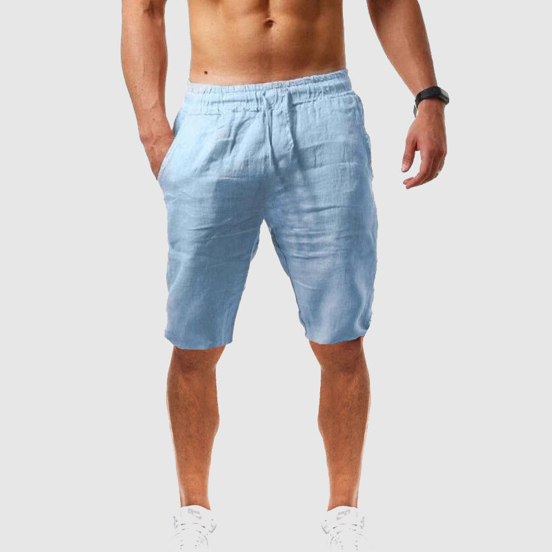 Benoît | Short Homme Lin Beige Taille Élastique