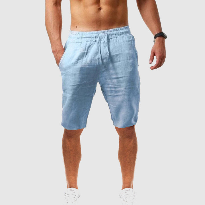 Benoît | Short Homme Lin Beige Taille Élastique