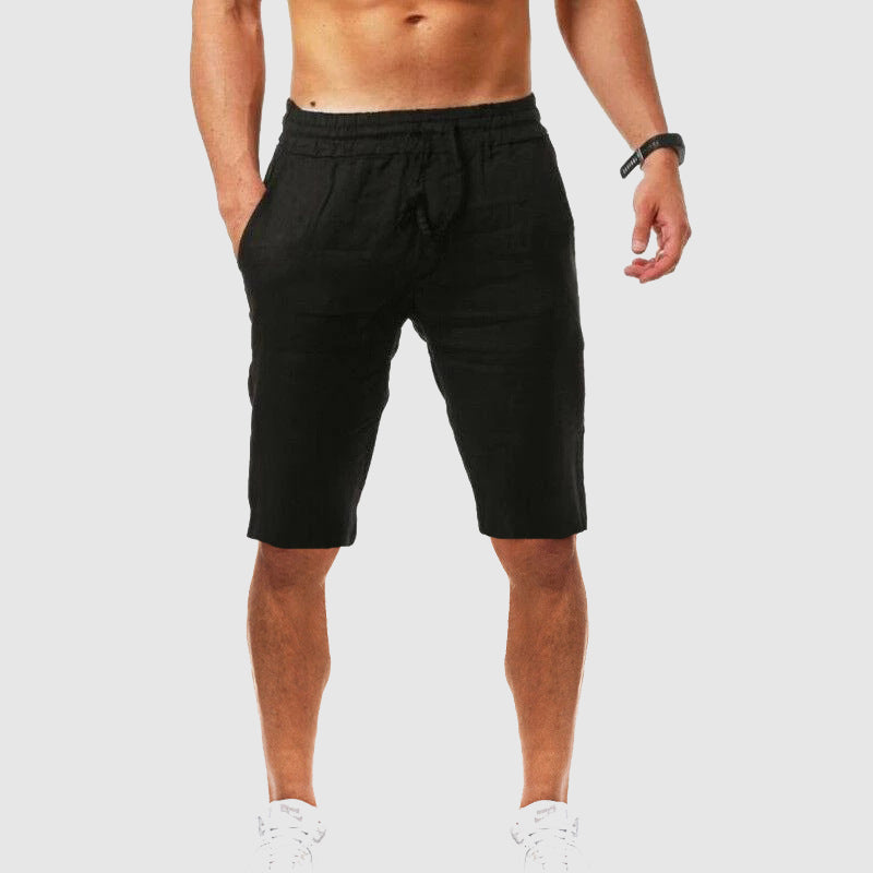 Benoît | Short Homme Lin Beige Taille Élastique