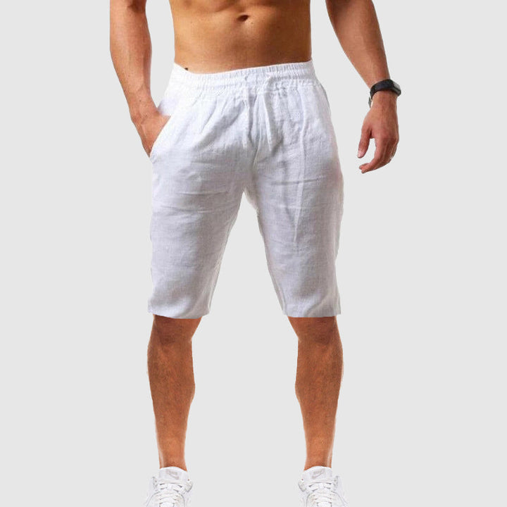 Benoît | Short Homme Lin Beige Taille Élastique