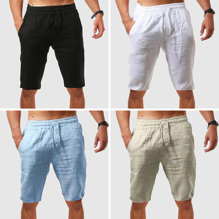 Benoît | Short Homme Lin Beige Taille Élastique