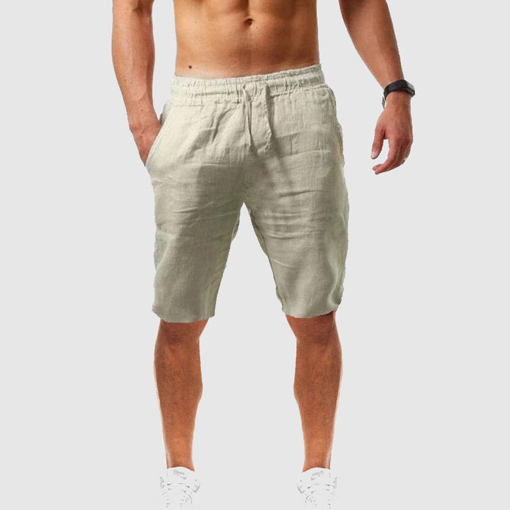 Benoît | Short Homme Lin Beige Taille Élastique