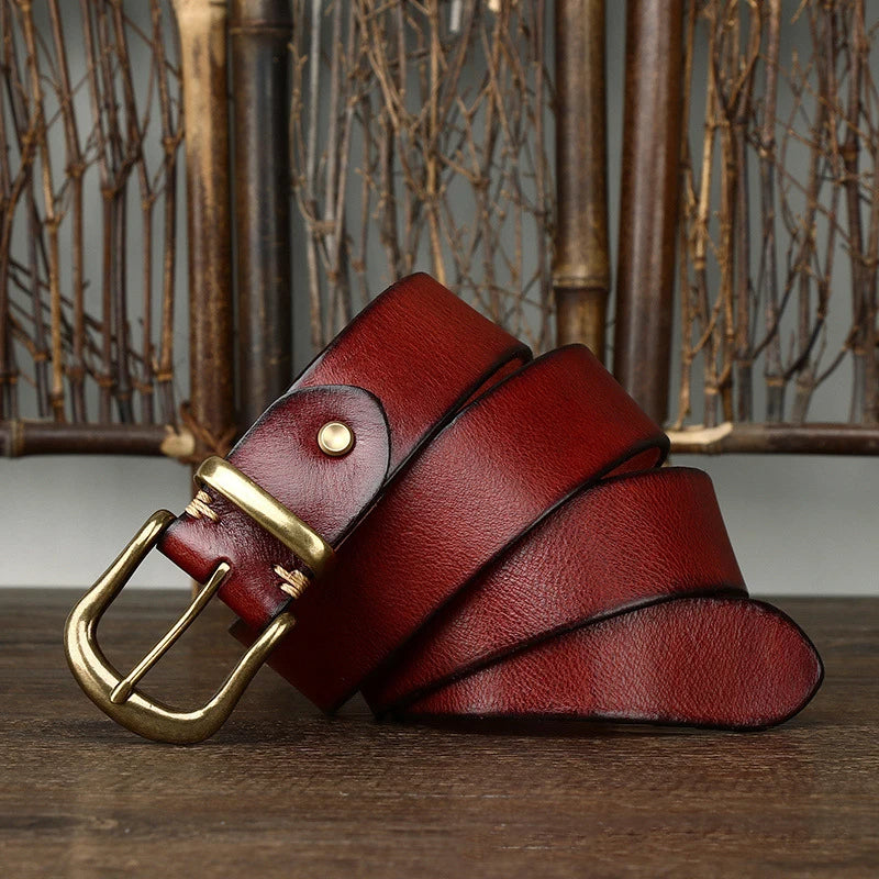 Brice | Ceinture en Cuir Marron Boucle Laiton