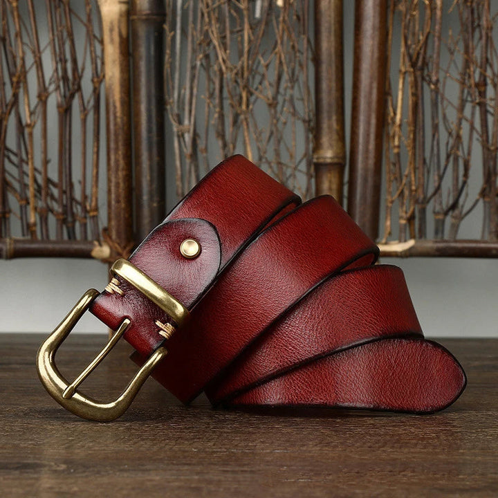 Brice | Ceinture en Cuir Marron Boucle Laiton