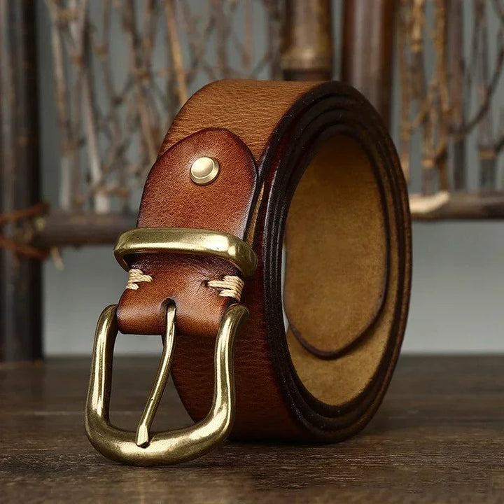 Brice | Ceinture en Cuir Marron Boucle Laiton