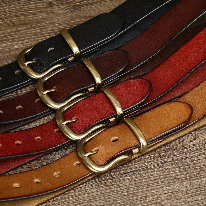 Brice | Ceinture en Cuir Marron Boucle Laiton