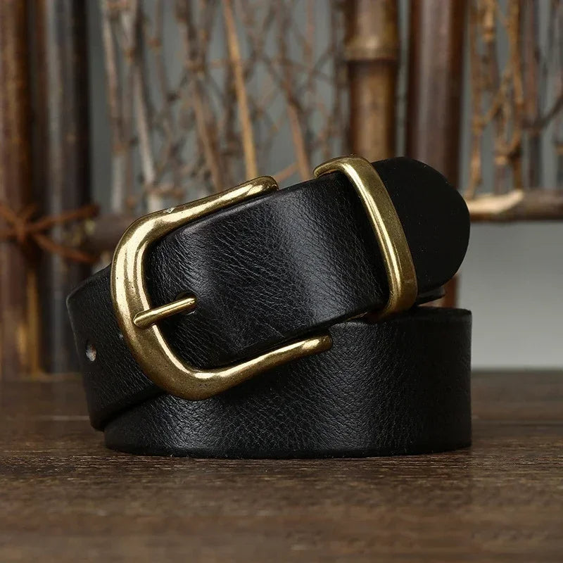 Brice | Ceinture en Cuir Marron Boucle Laiton