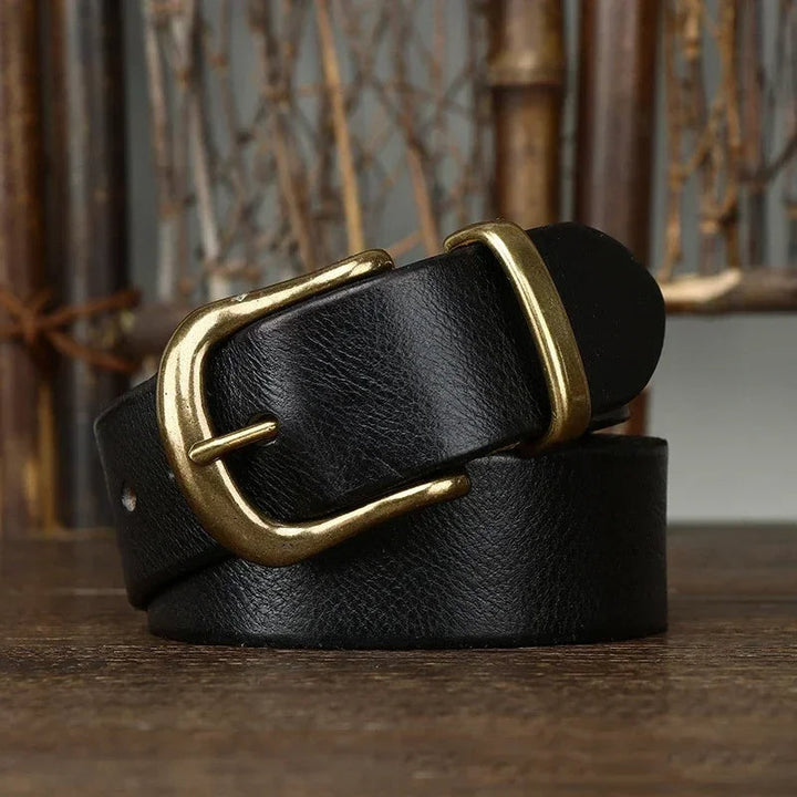 Brice | Ceinture en Cuir Marron Boucle Laiton