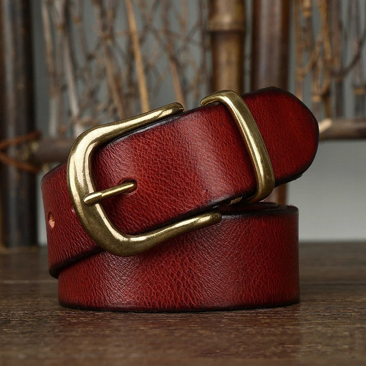 Brice | Ceinture en Cuir Marron Boucle Laiton