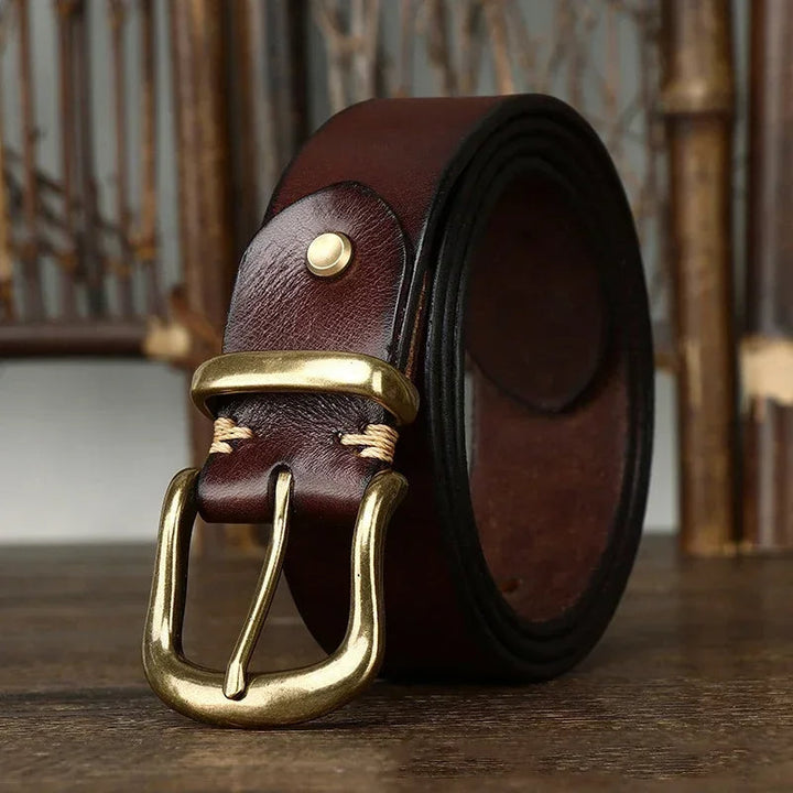 Brice | Ceinture en Cuir Marron Boucle Laiton