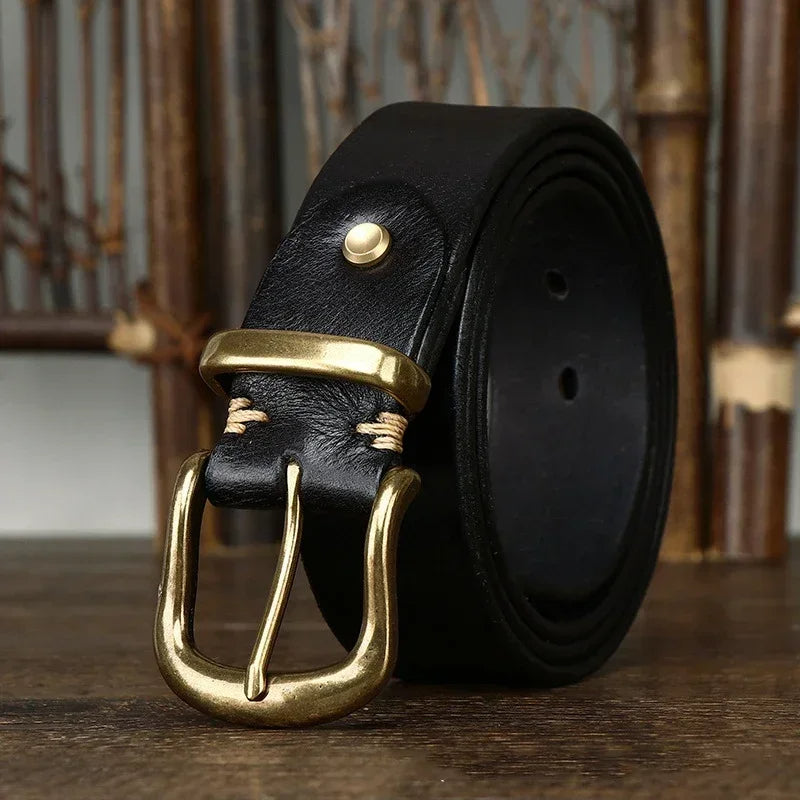Brice | Ceinture en Cuir Marron Boucle Laiton