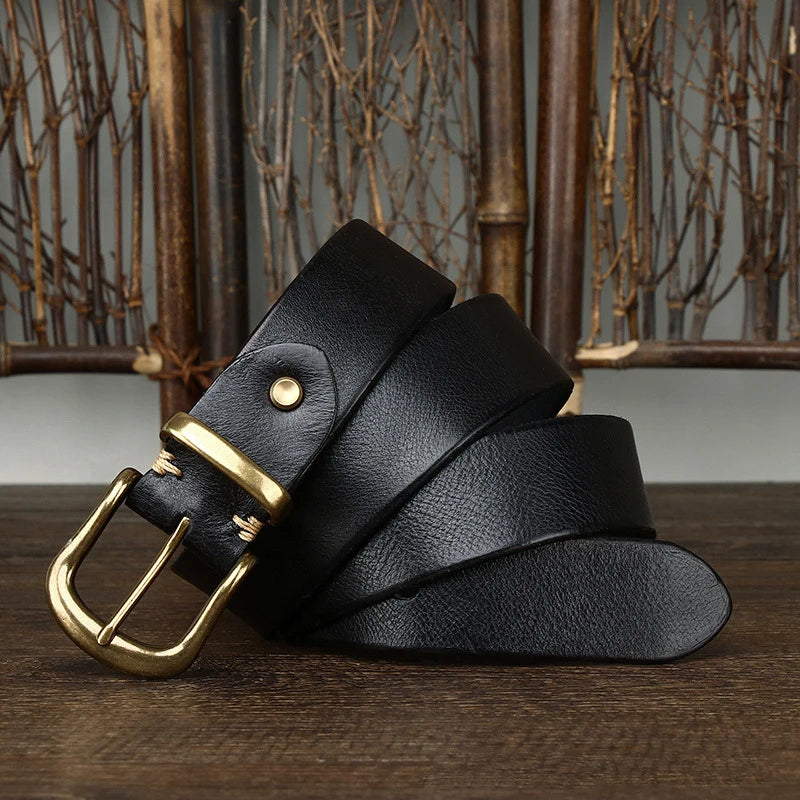 Brice | Ceinture en Cuir Marron Boucle Laiton