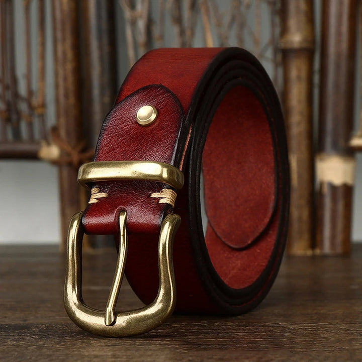Brice | Ceinture en Cuir Marron Boucle Laiton