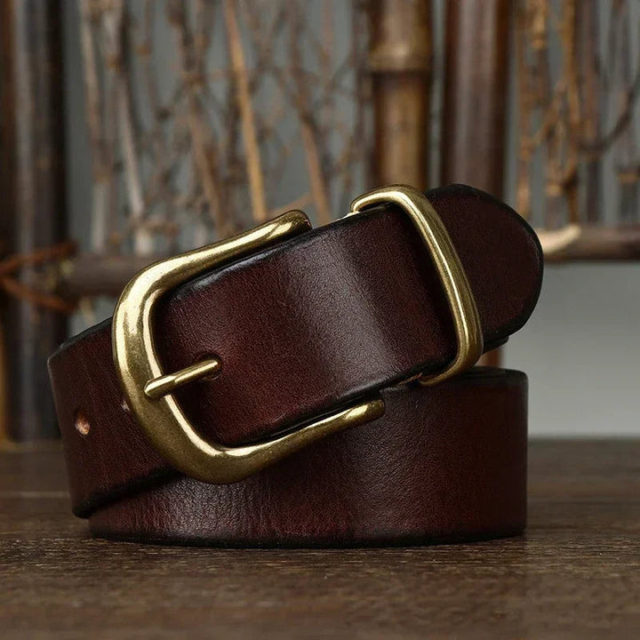 Brice | Ceinture en Cuir Marron Boucle Laiton