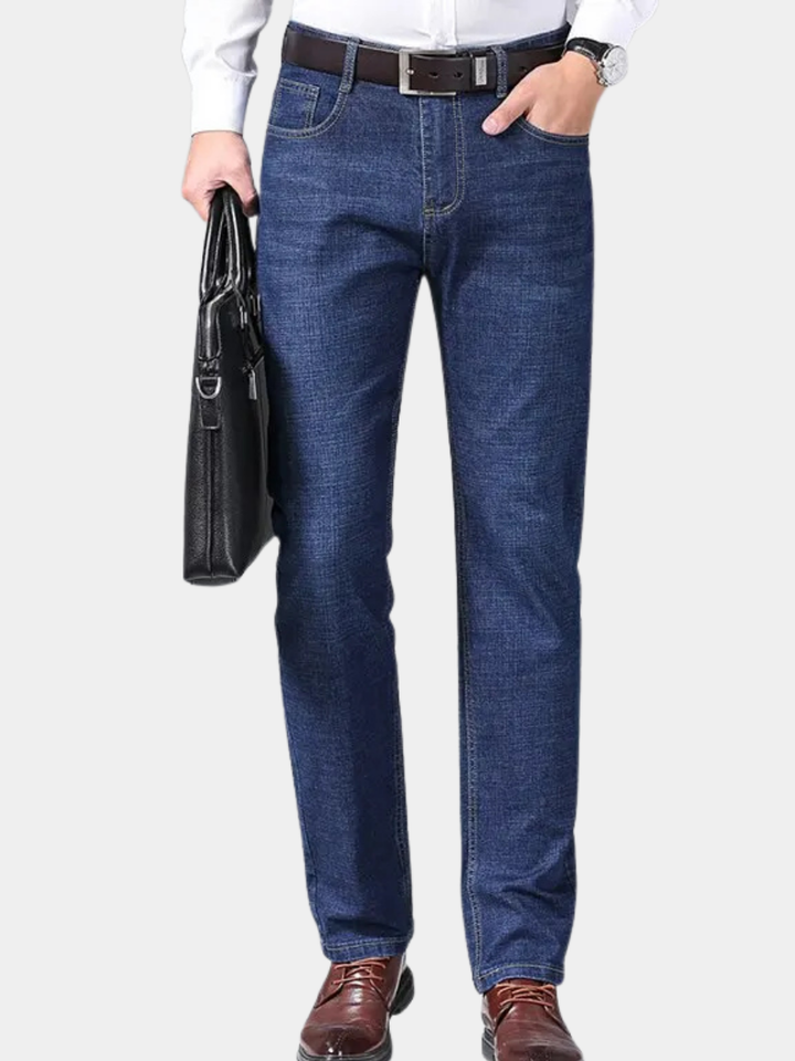Brice | Jean Stacked Bleu Foncé Poches Arrière Surpiqûres