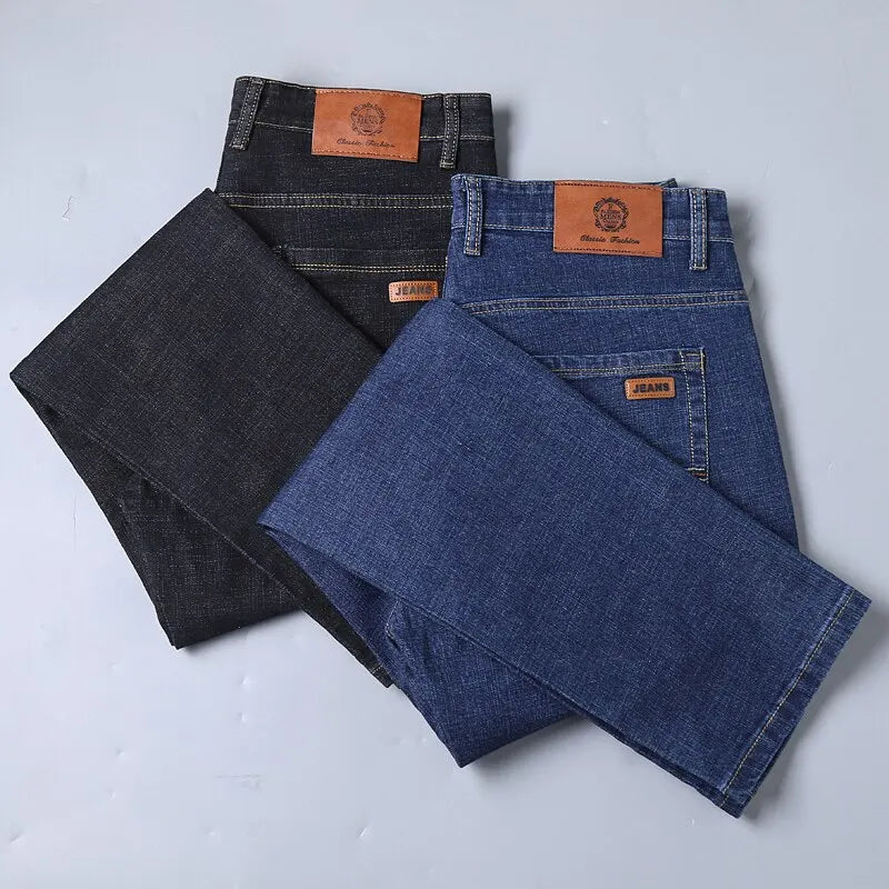Brice | Jean Stacked Bleu Foncé Poches Arrière Surpiqûres