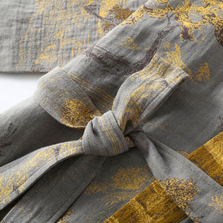 Brice | Peignoir Kimono Coton Floral Ceinture Poches