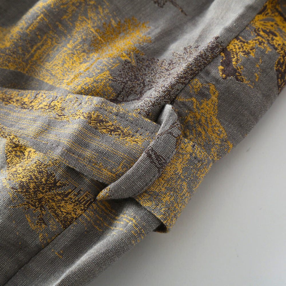 Brice | Peignoir Kimono Coton Floral Ceinture Poches